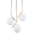 GloboStar® MONROE 00953 Μοντέρνο Κρεμαστό Φωτιστικό Μπάλα Τρίφωτο 3 x E27 IP20 Χρυσό Μέταλλο με Λευκό Γυαλί - Μ60 x Π60 x Υ50cm