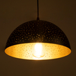 GloboStar® SOLANA 01301 Μοντέρνο Κρεμαστό Φωτιστικό Καμπάνα Μονόφωτο 1 x E27 IP20 Μαύρο & Χρυσό Μέταλλο - Μ30 x Π30 x Υ15cm