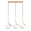 GloboStar® MONROE 00955 Μοντέρνο Κρεμαστό Φωτιστικό Ράγα Τρίφωτο 3 x E27 IP20 Χρυσό Μέταλλο με Λευκό Γυαλί - Μ74 x Π25 x Υ50cm