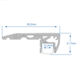 GloboStar® STAIR-PROFILE 70841-1M Προφίλ Αλουμινίου - Βάση & Ψύκτρα Ταινίας LED με Λευκό Γαλακτερό Κάλυμμα - Χρήση σε Σκαλοπάτια - Πατητό Κάλυμμα - Μαύρο - 1 Μέτρο - Μ100 x Π6 x Υ2.1cm