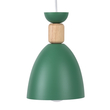 GloboStar® AVA 61575 Μοντέρνο Κρεμαστό Φωτιστικό Καμπάνα Τρίφωτο 3 x E27 IP20 Πράσινο Μέταλλο με Μπεζ Ξύλο - Μ35 x Π35 x Υ130cm