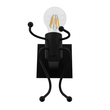 GloboStar® FIGURE 10001388 Μοντέρνο Επιτοίχιο Φωτιστικό Απλίκα Μονόφωτο 1 x E27 IP20 Μαύρο Μέταλλο - Μ12 x Π19 x Υ17cm
