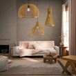 GloboStar® SCANDINAVIA 01699 Μοντέρνο Κρεμαστό Φωτιστικό Πλέγμα Μονόφωτο 1 x E27 IP20 Μπεζ Ξύλο - Μ44 x Π44 x Υ28cm