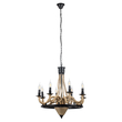 GloboStar® PENNSYLVANIA 00542 Vintage Κρεμαστό Φωτιστικό Ανάρτηση Πολύφωτο 8 x E14 IP20 Μαύρο Μέταλλο με Μπεζ Σχοινί - Μ64 x Π64 x Υ63cm