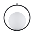GloboStar® MADRID 00931 Μοντέρνο Κρεμαστό Φωτιστικό Μπάλα Μονόφωτο 1 x E27 IP20 Μαύρο Μέταλλο με Λευκό Γυαλί - Μ30 x Π20 x Υ30cm