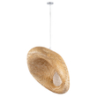 GloboStar® CARIBBEAN 01784 Μοντέρνο Κρεμαστό Φωτιστικό Πλέγμα Μονόφωτο 1 x E27 IP20 Μπεζ Ξύλο - Μ80 x Π80 x Υ35cm