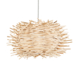 GloboStar® MINORCA 01729 Boho Κρεμαστό Φωτιστικό Ανάρτηση Μονόφωτο 1 x E27 IP20 Μπεζ Ξύλο - Μ30 x Π30 x Υ18cm