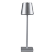 GloboStar® NEGA 60476 Μοντέρνο Επιτραπέζιο Φωτιστικό Πορτατίφ LED 2.2W 154lm 360° DC 5V Επαναφορτιζόμενο με Μπαταρία Li-ion 4000mAh - Διακόπτη Αφής - Θερμό Λευκό 2700K - Dimmable - D10 x H39cm - Ασημί - 2 Years Warranty