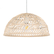 GloboStar® COMORES 01727 Boho Κρεμαστό Φωτιστικό Πλέγμα Μονόφωτο 1 x E27 IP20 Μπεζ Ξύλο -Μ40 x Π40 x Y20cm
