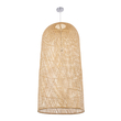 GloboStar® CALERO 00671 Boho Κρεμαστό Φωτιστικό Καμπάνα Μονόφωτο 1 x E27 IP20 Μπεζ Ξύλο - Μ50 x Π50 x Y110cm