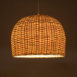 GloboStar® BERMUDA 01708 Boho Κρεμαστό Φωτιστικό Καμπάνα Μονόφωτο 1 x E27 IP20 Μπεζ Ξύλο - Μ31 x Π31 x Y22cm