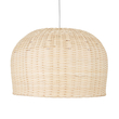 GloboStar® BERMUDA 01709 Boho Κρεμαστό Φωτιστικό Καμπάνα Μονόφωτο 1 x E27 IP20 Μπεζ Ξύλο - Μ50 x Π50 x Y34cm