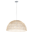 GloboStar® COMORES 01728 Boho Κρεμαστό Φωτιστικό Πλέγμα Μονόφωτο 1 x E27 IP20 Μπεζ Ξύλο - Μ60 x Π60 x Y29cm
