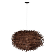 GloboStar® MINORCA 01734 Boho Κρεμαστό Φωτιστικό Ανάρτηση Μονόφωτο 1 x E27 IP20 Καφέ Ξύλο - Μ60 x Π60 x Y35cm