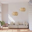 GloboStar® MINORCA 01730 Boho Κρεμαστό Φωτιστικό Ανάρτηση Μονόφωτο 1 x E27 IP20 Μπεζ Ξύλο - Μ35 x Π35 x Y23cm