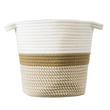 GloboStar® Artificial Garden ITHAKI 20324 Διακοσμητικό Πλεκτό Καλάθι - Κασπώ Γλάστρα - Flower Pot Καφέ με Λευκό Φ25cm x Υ25cm