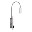 GloboStar® GOOSE 60884 Μοντέρνο Φωτιστικό Τοίχου - Απλίκα Ξενοδοχείου Bed Side LED 6W 600lm 36° & 360° AC 220-240V - Reading Light & 360° Κρυφός Φωτισμός - Φορτιστής USB 3A - Μ15.5 x Π15 x Υ30.5cm - Φυσικό Λευκό 4500K - Ασημί Νίκελ - 3 Xρόνια Εγγύηση