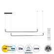 GloboStar® LINARIA DUO 60924 Κρεμαστό Φωτιστικό Οροφής Design LED CCT 72W 8300lm 200° AC 220-240V - Εναλλαγή Φωτισμού μέσω Τηλεχειριστηρίου All In One Ψυχρό 6000k+Φυσικό 4500k+Θερμό 2700k Dimmable Μ220 x Π4 x Υ25cm - Μαύρο - 3 Years Warranty