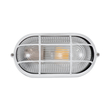 GloboStar® BOATLIGHT 61582 Vintage Industrial Φωτιστικό Τοίχου - Απλίκα - Καραβοχελώνα Εξωτερικού Χώρου Μονόφωτο 1 x E27 AC220-240V Αδιάβροχο IP65 - Σώμα Αλουμινίου & Tempered Glass - Μ21 x Π10.4 x Υ9cm - Λευκό - Οβάλ - 5 Years Warranty