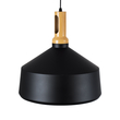 GloboStar® CALYPSO 01334-B Μοντέρνο Κρεμαστό Φωτιστικό Καμπάνα Μονόφωτο 1 x E27 IP20 Μαύρο & Χρυσό Μέταλλο με Μπεζ Ξύλο - Μ36 x Π36 x Υ35cm