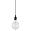 GloboStar® 77668 Μοντέρνο Κρεμαστό Φωτιστικό Ανάρτηση Μονόφωτο 1 x E27 IP2 Μαύρο & Άσπρο Ύφασμα με Μαύρο Πλαστικό - Μ5.8 x Π5.8 x Υ140cm