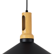 GloboStar® CALYPSO 01334-B Μοντέρνο Κρεμαστό Φωτιστικό Καμπάνα Μονόφωτο 1 x E27 IP20 Μαύρο & Χρυσό Μέταλλο με Μπεζ Ξύλο - Μ36 x Π36 x Υ35cm