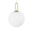 GloboStar® BELLISSIMO 61488 Μοντέρνο Κρεμαστό Φωτιστικό Μπάλα Μονόφωτο 1 x E27 IP20 Λευκό Γυαλί με Χρυσό Μέταλλο - Μ40 x Π40 x Υ62cm