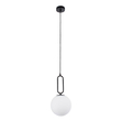 GloboStar® BELLISSIMO 61489 Μοντέρνο Κρεμαστό Φωτιστικό Μπάλα Μονόφωτο 1 x E27 IP20 Λευκό Γυαλί με Μαύρο Μέταλλο - Μ20 x Π20 x Υ42cm