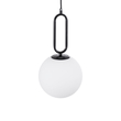 GloboStar® BELLISSIMO 61489 Μοντέρνο Κρεμαστό Φωτιστικό Μπάλα Μονόφωτο 1 x E27 IP20 Λευκό Γυαλί με Μαύρο Μέταλλο - Μ20 x Π20 x Υ42cm