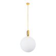 GloboStar® ESTETICO 61494 Μοντέρνο Κρεμαστό Φωτιστικό Μπάλα Μονόφωτο 1 x E27 IP20 Λευκό Γυαλί με Χρυσό Μέταλλο - Μ40 x Π40 x Υ58cm