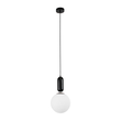 GloboStar® ESTETICO 61495 Μοντέρνο Κρεμαστό Φωτιστικό Μπάλα Μονόφωτο 1 x E27 IP20 Λευκό Γυαλί με Μαύρο Μέταλλο - Μ20 x Π20 x Υ38cm