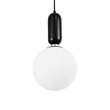 GloboStar® ESTETICO 61495 Μοντέρνο Κρεμαστό Φωτιστικό Μπάλα Μονόφωτο 1 x E27 IP20 Λευκό Γυαλί με Μαύρο Μέταλλο - Μ20 x Π20 x Υ38cm