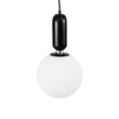 GloboStar® ESTETICO 61495 Μοντέρνο Κρεμαστό Φωτιστικό Μπάλα Μονόφωτο 1 x E27 IP20 Λευκό Γυαλί με Μαύρο Μέταλλο - Μ20 x Π20 x Υ38cm