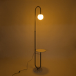 GloboStar® CORDELIA 02026 Μοντέρνο Επιδαπέδιο Φωτιστικό Μονόφωτο 1 x E27 IP20  - Μαύρο Αλουμίνιο, Λευκό Γυαλί με Λευκό Μάρμαρο - Μ30 x Π38 x Υ180cm