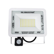 GloboStar® AURORA 61442 Επαγγελματικός Προβολέας LED 50W 6250lm 120° AC 220-240V με Ενσωματωμένο Ρυθμιζόμενο Αισθητήρα Κίνησης PIR - Αδιάβροχος IP67 - Μ21 x Π5 x Υ21cm - Λευκό - Ψυχρό Λευκό 6000K - LUMILEDS Chips - TÜV Rheinland Certified - 3 Years Warranty