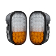 GloboStar® 85455 E57 Mark Σετ 2 x Φανάρια για TOYOTA & UNIVERSAL FORKLIFT Βασικού Φωτισμού για Οχήματα Περονοφόρα - Κλάρκ με Φλας LED 40W DC 10-80V Αδιάβροχα IP6K9K Πορτοκαλί & Ψυχρό Λευκό 6000K  Μ20 x Π8 x Υ12cm