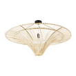 GloboStar® PALERMO 02153 Boho Φωτιστικό Οροφής Πλέγμα Μονόφωτο 1 x E27 IP20 Μπεζ Ξύλο - Μ100 x Π100 x Υ55cm