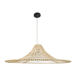 GloboStar® PALERMO 02209 Boho Κρεμαστό Φωτιστικό Πλέγμα Μονόφωτο 1 x E27 IP20 Μπεζ Ξύλο - Μ100 x Π100 x Υ30cm