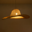 GloboStar® ESPARGOS 02214 Boho Κρεμαστό Φωτιστικό Πλέγμα Μονόφωτο 1 x E27 IP20 Μπεζ Ξύλο - Μ70 x Π70 x Υ35cm