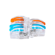GloboStar® FAST-CONNECT 69909 Διπλή σε Τετραπλή Κλέμα Ταχείας Σύνδεσης & Διακλάδωσης Καλωδίων - 2 x Είσοδοι & 4 x Έξοδοι με Συμβατή Διατομή Καλωδίων 0.08mm² έως 2.5mm² - 250V/4KV 32A Max - Μ2.6 x Π4 x Υ1.5cm - Διάφανο με Πορτοκαλί & Μπλε - Πακέτο 5 Τεμαχίων - 5 Years Warranty