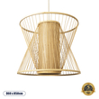 GloboStar® HIBISCUS 01925 Boho Κρεμαστό Φωτιστικό Πλέγμα Μονόφωτο 1 x E27 IP20 Μπεζ Ξύλο - Μ60 x Π60 x Υ50cm