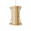 GloboStar® HIBISCUS 01932 Boho Κρεμαστό Φωτιστικό Πλέγμα Μονόφωτο 1 x E27 IP20 Μπεζ Ξύλο - Μ30 x Π30 x Υ40cm