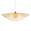 GloboStar® CINNABAR 01838 Boho Κρεμαστό Φωτιστικό Πλέγμα Μονόφωτο 1 x E27 IP20 Μπεζ Ξύλο - Μ100 x Π100 x Υ21cm