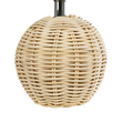 GloboStar® HASUMI 01957 Boho Επιτραπέζιο Φωτιστικό Πορτατίφ Μονόφωτο 1 x E27 AC220-240V IP20 - Φ19 x Υ30cm - Μπεζ Ξύλινο Ρατάν Πλέγμα με Λευκό Καπέλο