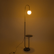 GloboStar® CORDELIA 02024 Μοντέρνο Επιδαπέδιο Φωτιστικό Μονόφωτο 1 x E27 IP20 Μαύρο & Χρυσό Αλουμίνιο, Λευκό Γυαλί με Μαύρο Μάρμαρο - Μ30 x Π38 x Υ180cm
