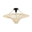 GloboStar® PALERMO 02152 Boho Κρεμαστό Φωτιστικό Πλέγμα Μονόφωτο 1 x E27 IP20 Μπεζ Ξύλο - Μ60 x Π60 x Υ36cm