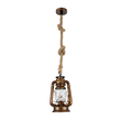 GloboStar® BARBAROSSA 01706 Vintage Κρεμαστό Φωτιστικό Ανάρτηση Μονόφωτο 1 x E27 IP20 Χάλκινο Μέταλλο, Διάφανο Γυαλί με Μπεζ Σχοινί - Μ18 x Π18 x Υ28cm