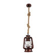 GloboStar® BARBAROSSA 01707 Vintage Κρεμαστό Φωτιστικό Ανάρτηση Μονόφωτο 1 x E27 IP20 Χάλκινο Μέταλλο, Διάφανο Γυαλί με Μπεζ Σχοινί - Μ18 x Π18 x Υ28cm