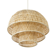GloboStar® HIROKA 01836 Boho Κρεμαστό Φωτιστικό Πλέγμα Μονόφωτο 1 x E27 IP20 Μπεζ Ξύλο - Μ60 x Π60 x Υ50cm