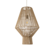 GloboStar® CAYMAN 01853 Boho Κρεμαστό Φωτιστικό Πλέγμα Μονόφωτο 1 x E27 IP20 Μπεζ Σχοινί - Μ40 x Π40 x Υ60cm